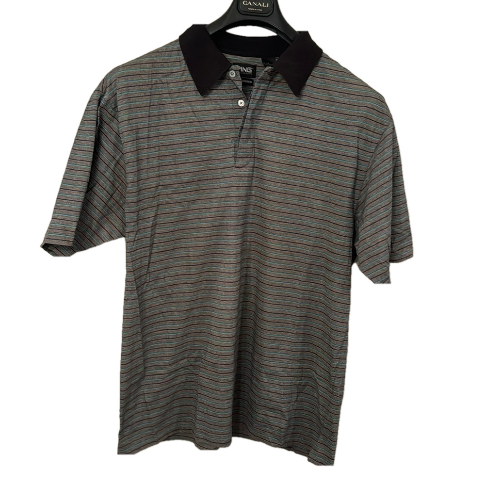 Men’s Ping‎ Golf shirt Large 100% Mercerized Cotton Black collar. Nice!